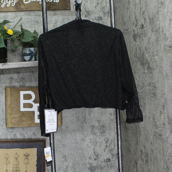 NWT City Studios Womens Trendy Plus Size Glitter Open-Front Shrug Black 3X - Picture 4 of 7